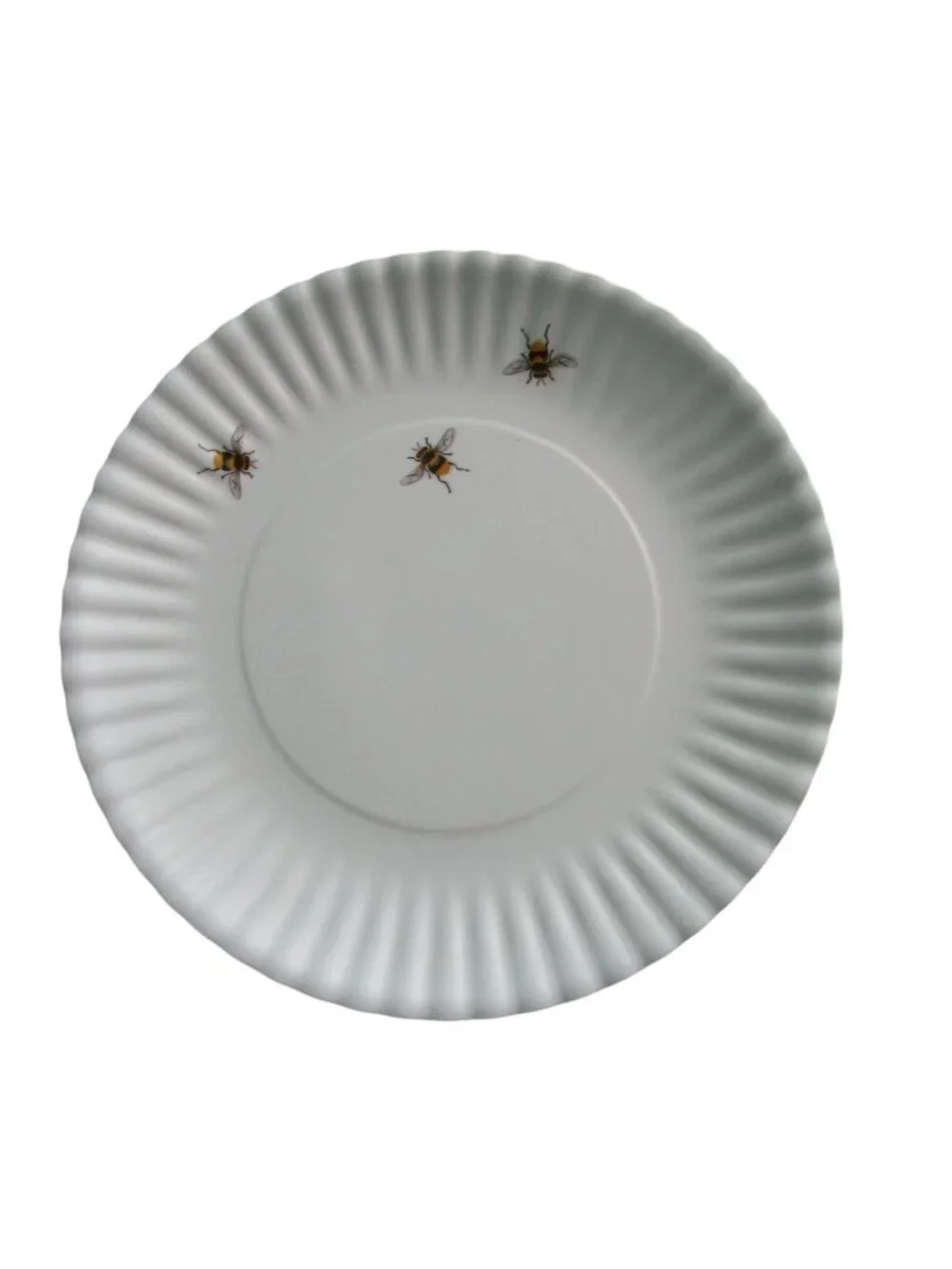 Bee Motif Melamine White Paper Plate Style One Hundred 80 Degrees Fluted Five Ge
